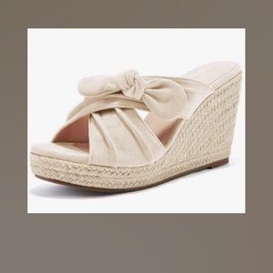 FASHARE WOMENS ESPADRILLES SLIP ON WEDGE PLATFORM OPEN TOE Sandals NEW SIZE 10